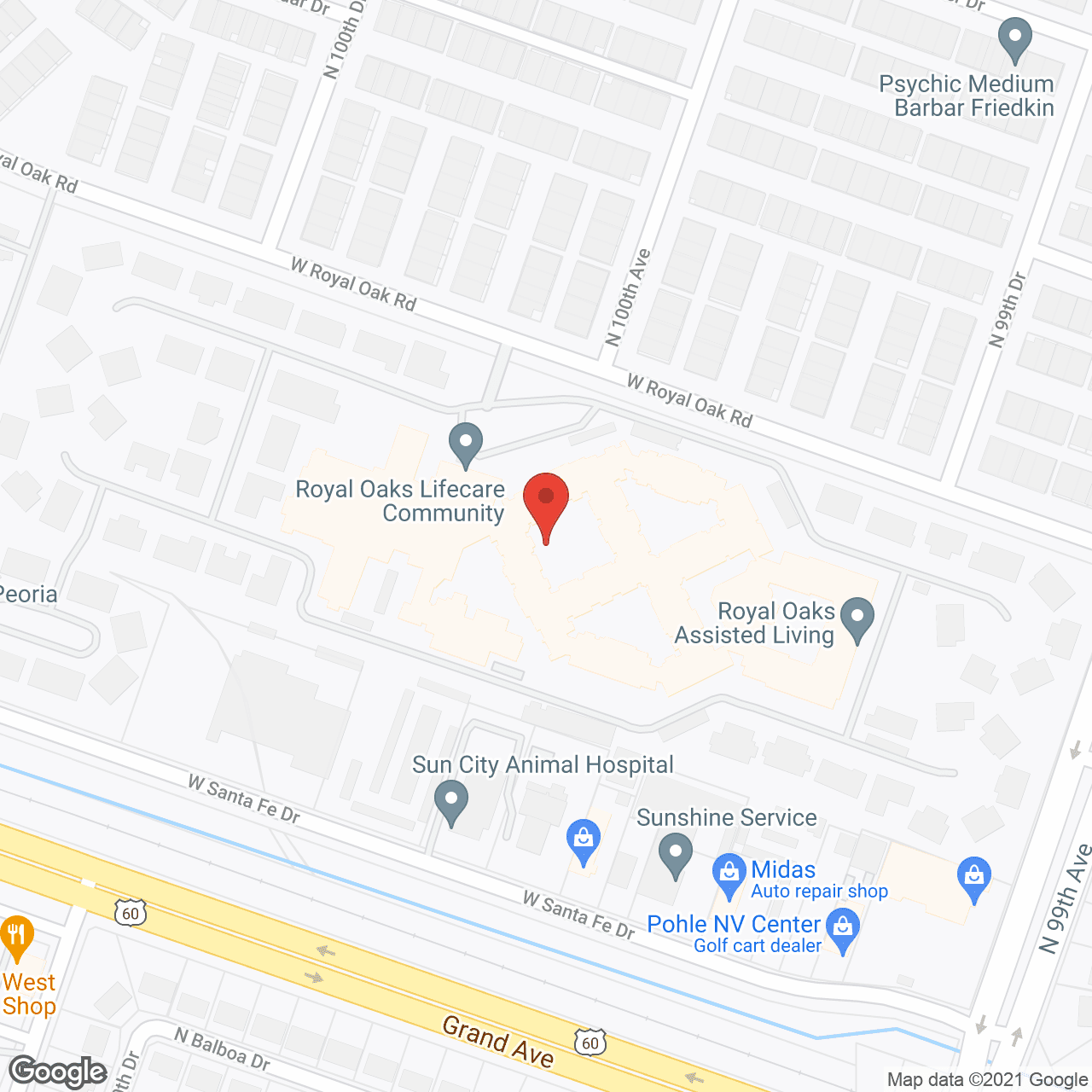 Royal Oaks-CCRC comm in google map