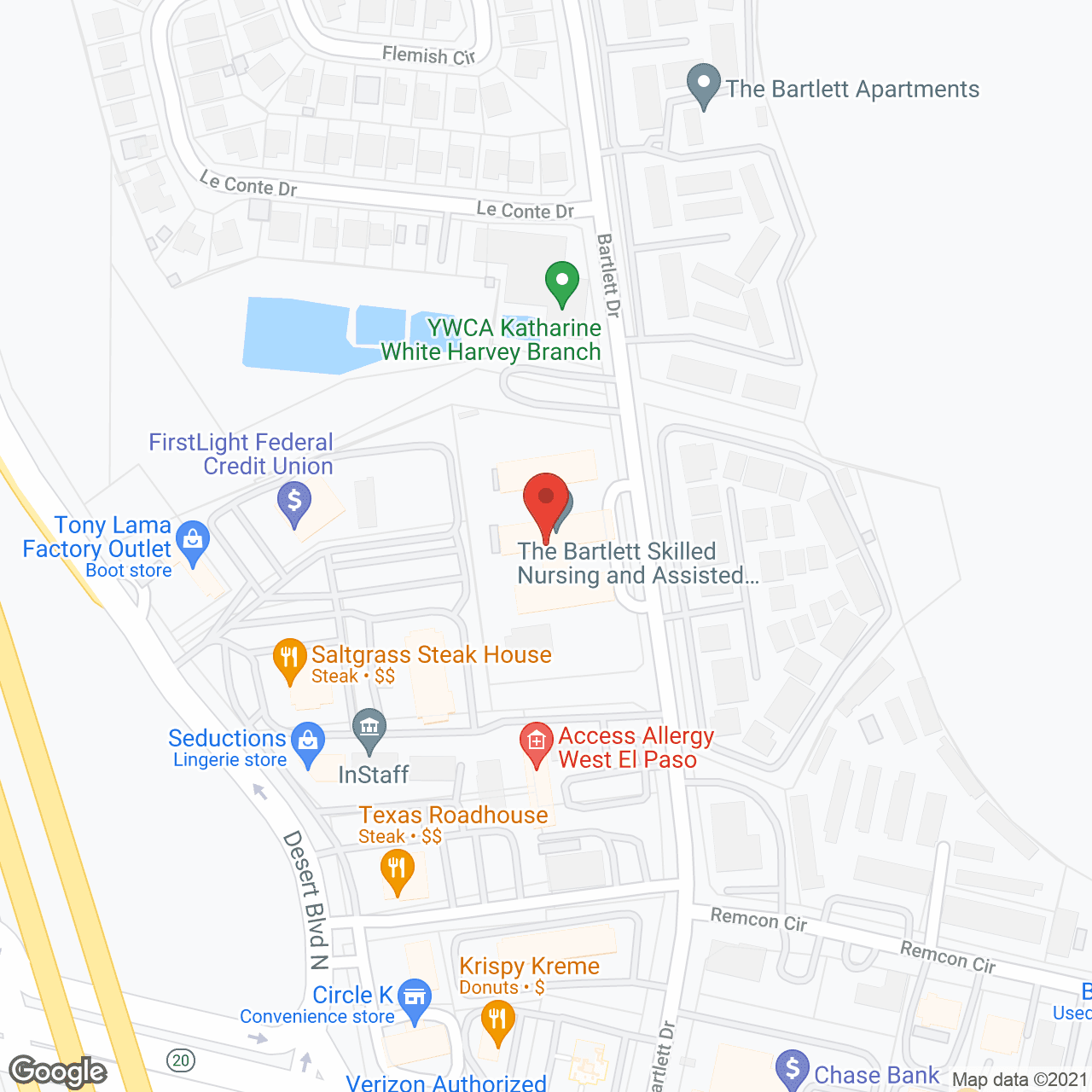 The Bartlett in El Paso in google map