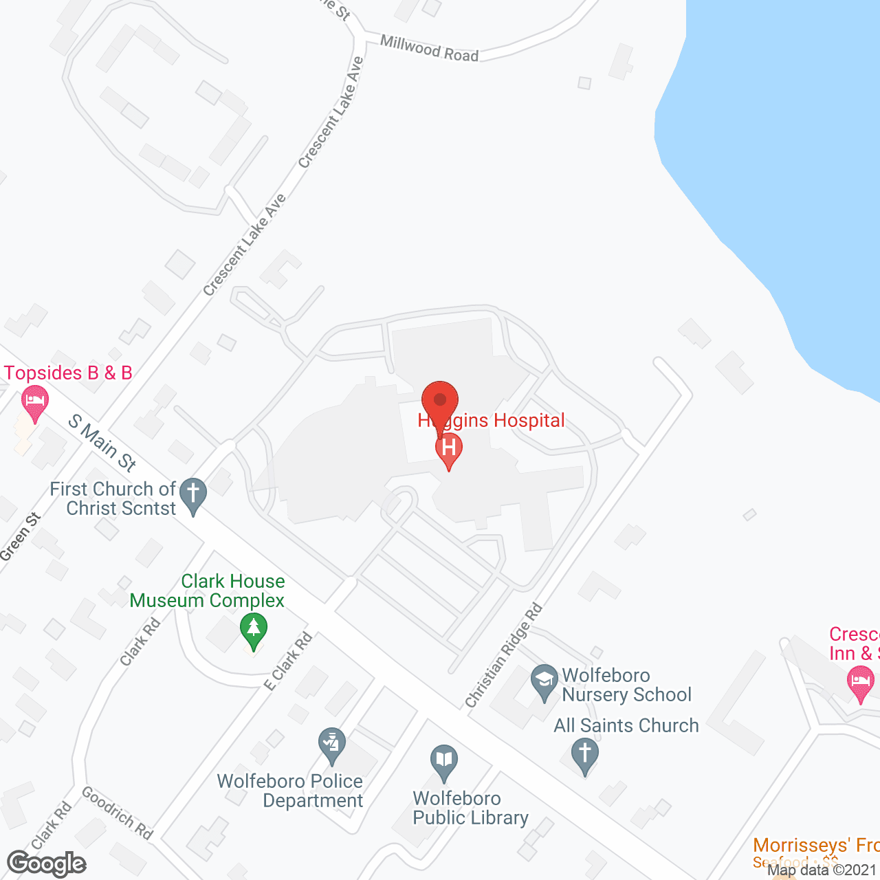 Huggins Hospital in google map