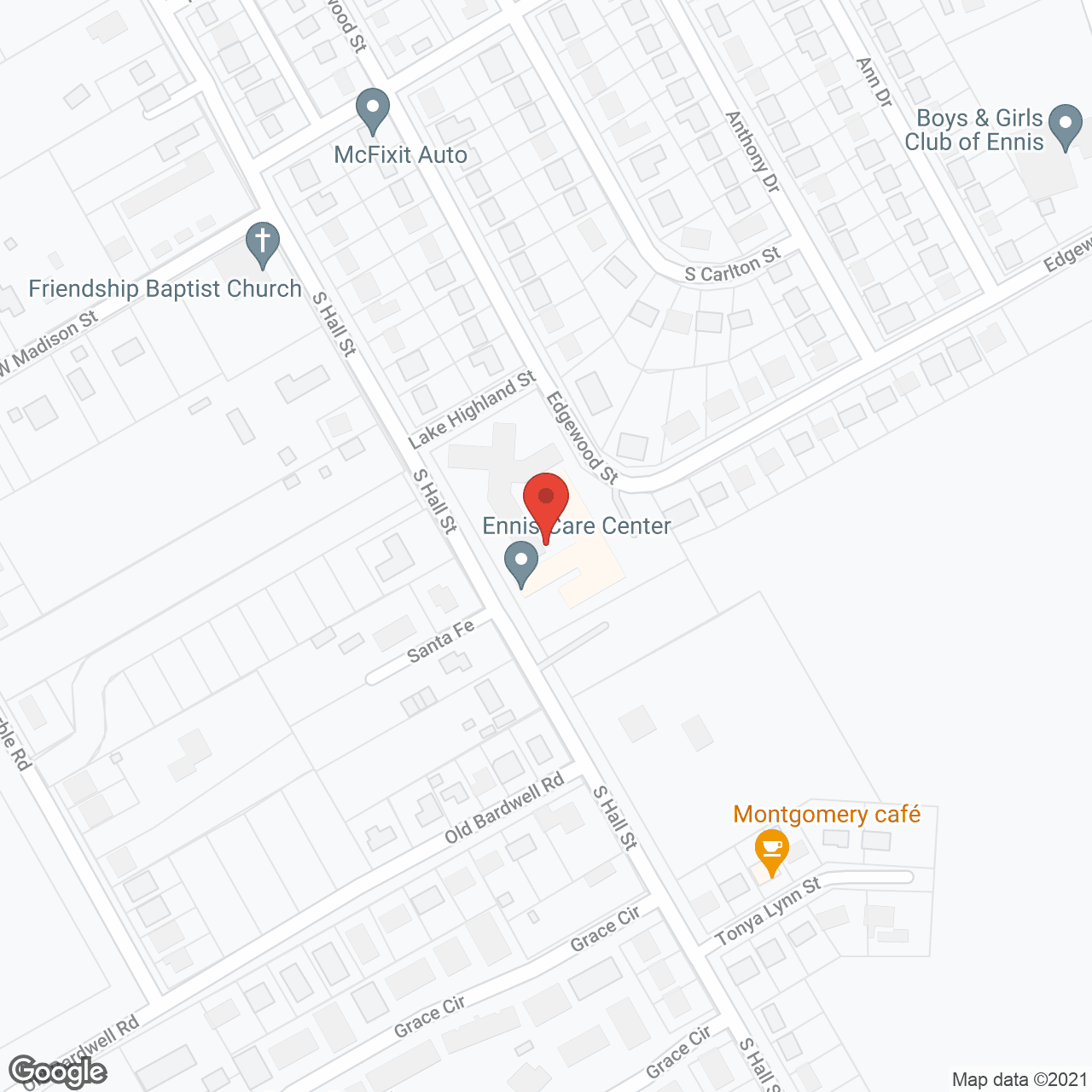 Ennis Care Center in google map