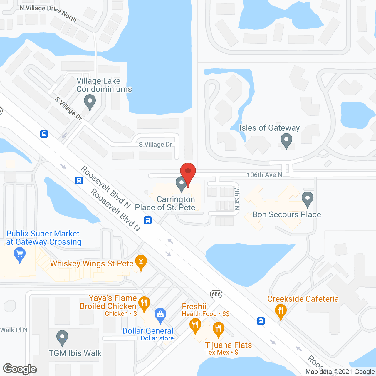 Carrington Place of St. Pete in google map