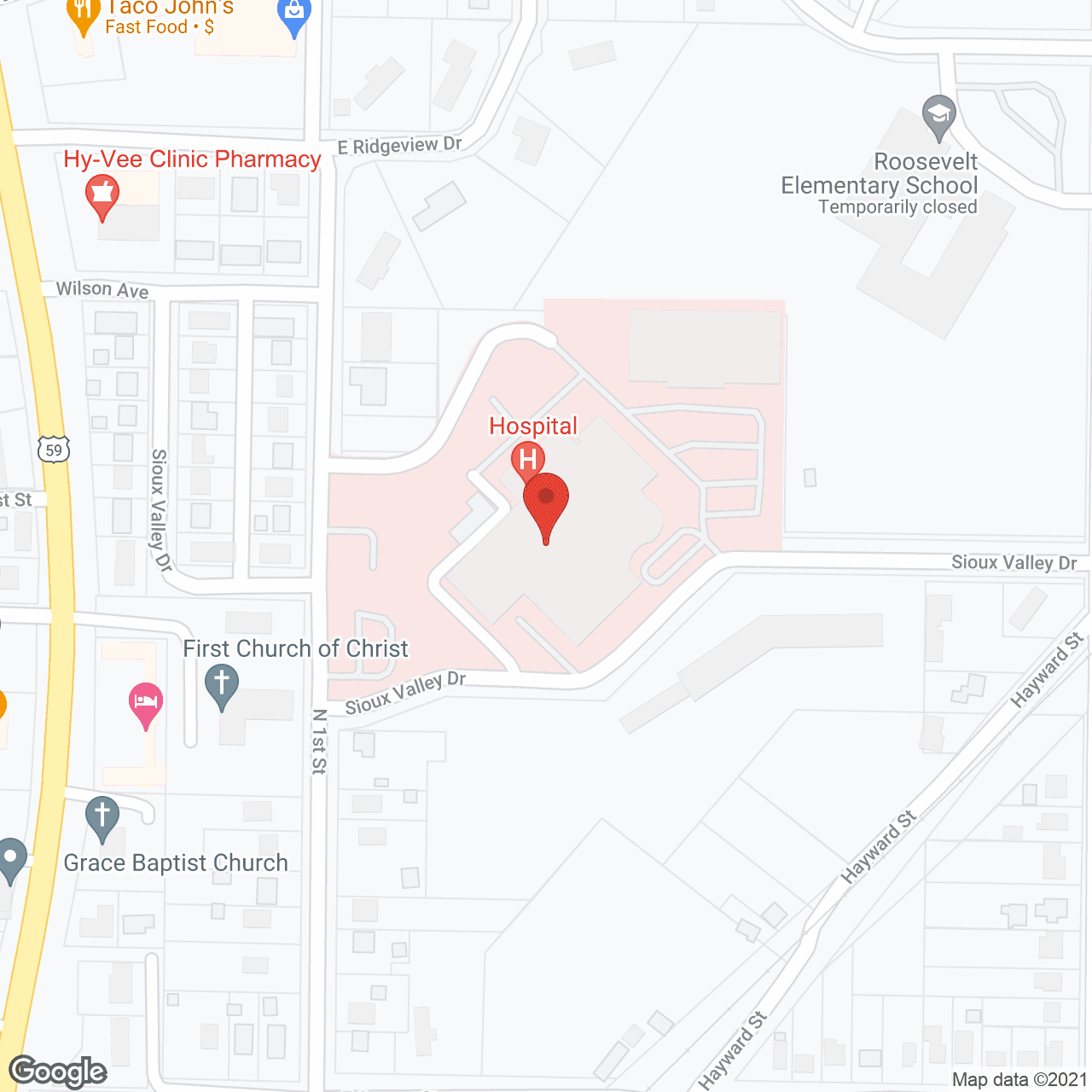 Sioux Valley Memorial Hospital in google map