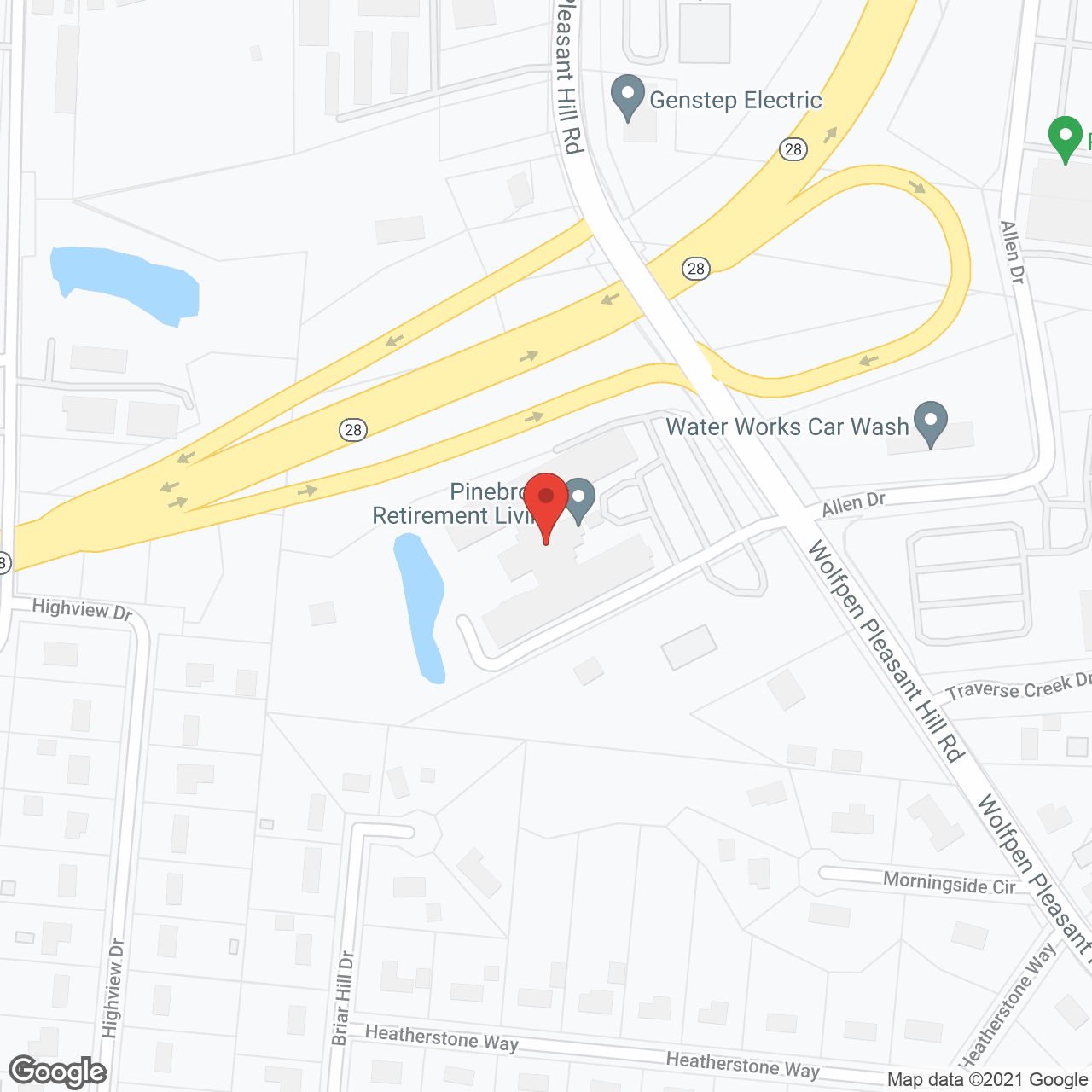 Pinebrook in google map