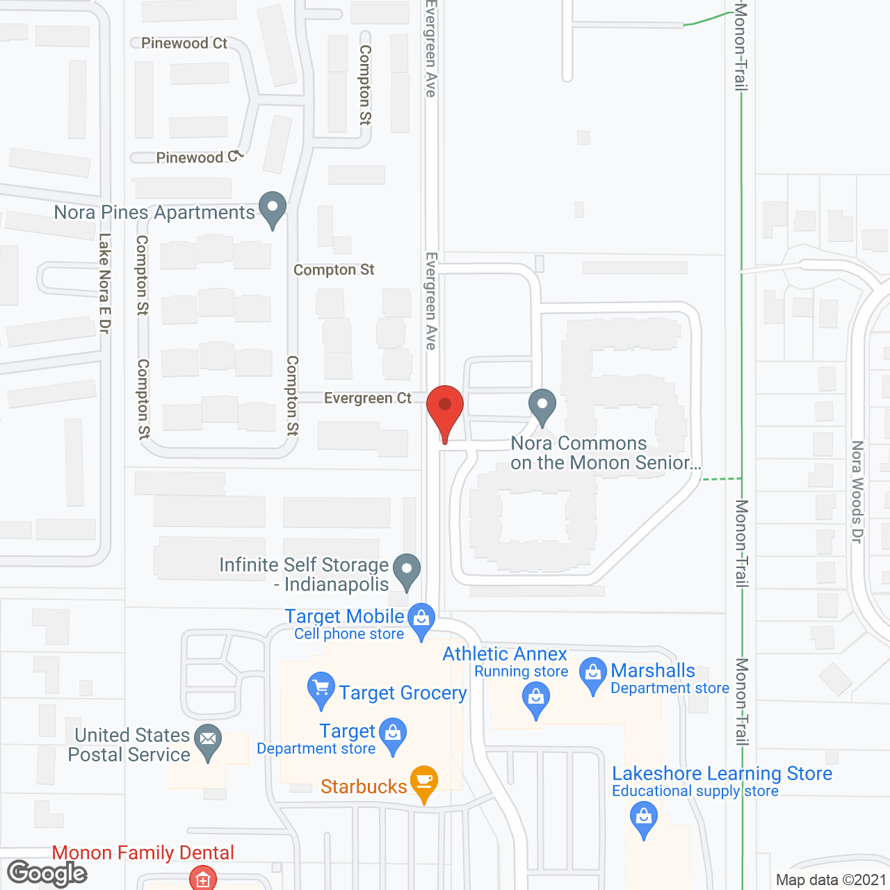 Nora Commons on the Monon in google map