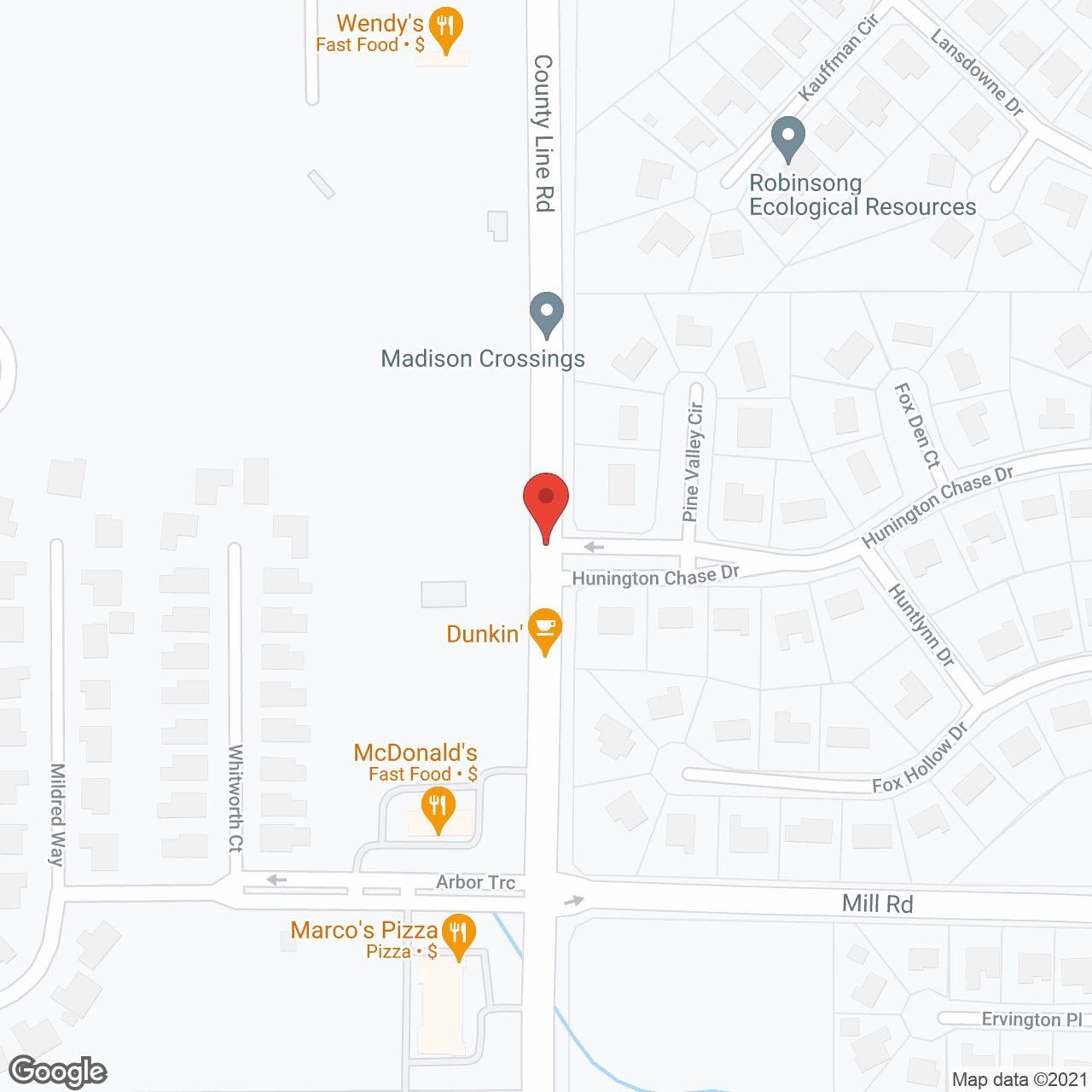 Madison Crossings in google map