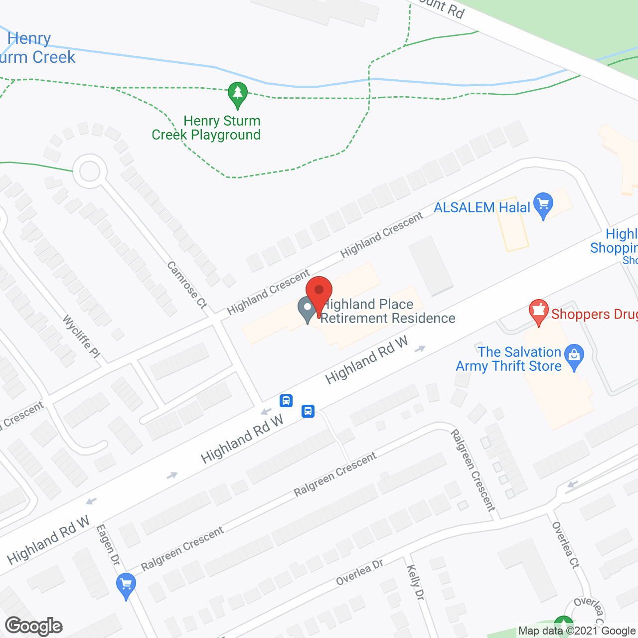 Highland Place in google map