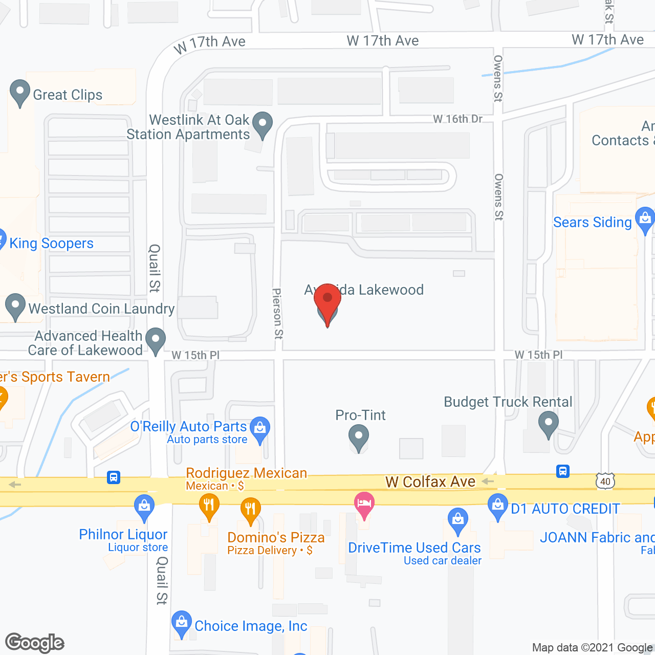 Avenida Lakewood in google map