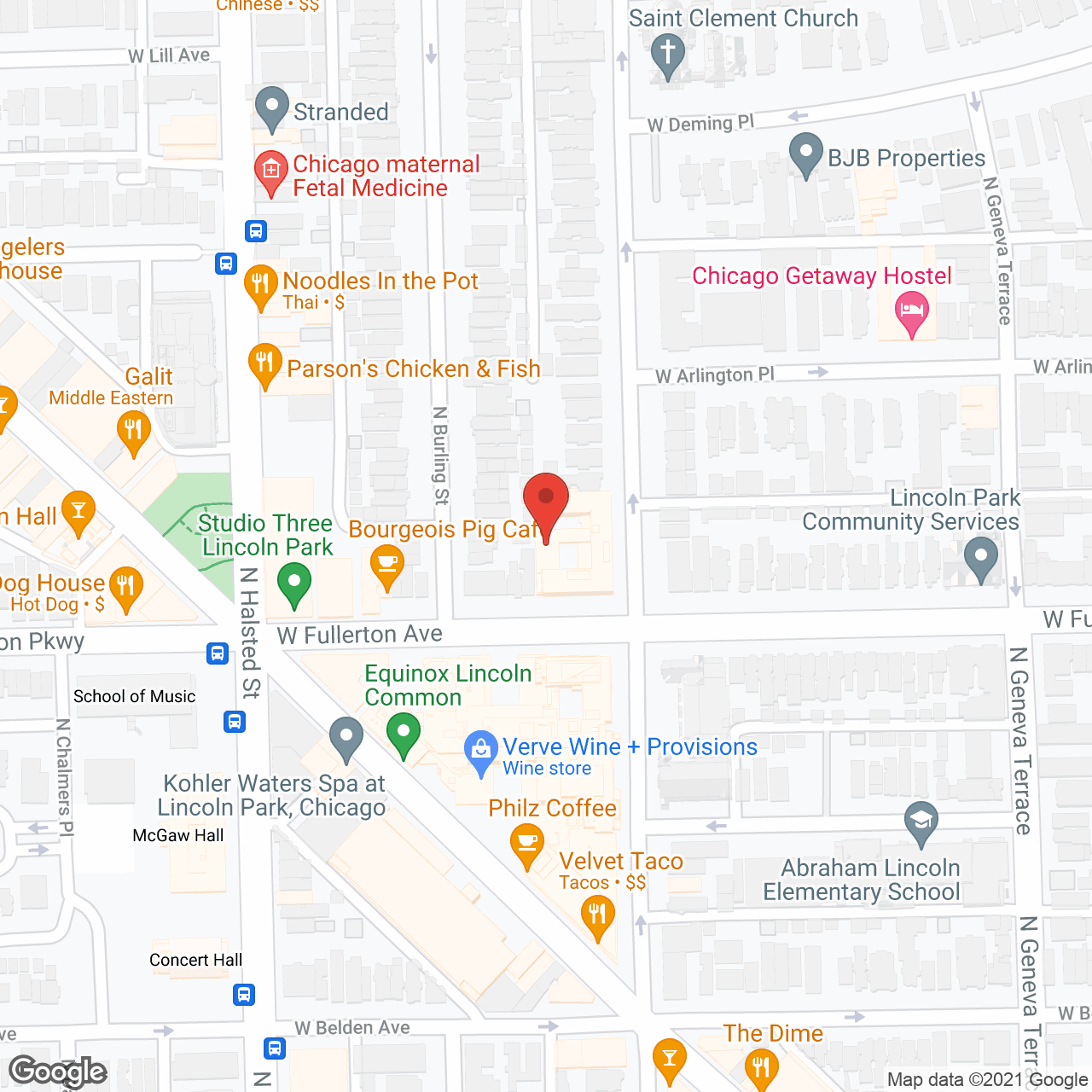 Belmont Village Lincoln Park in google map