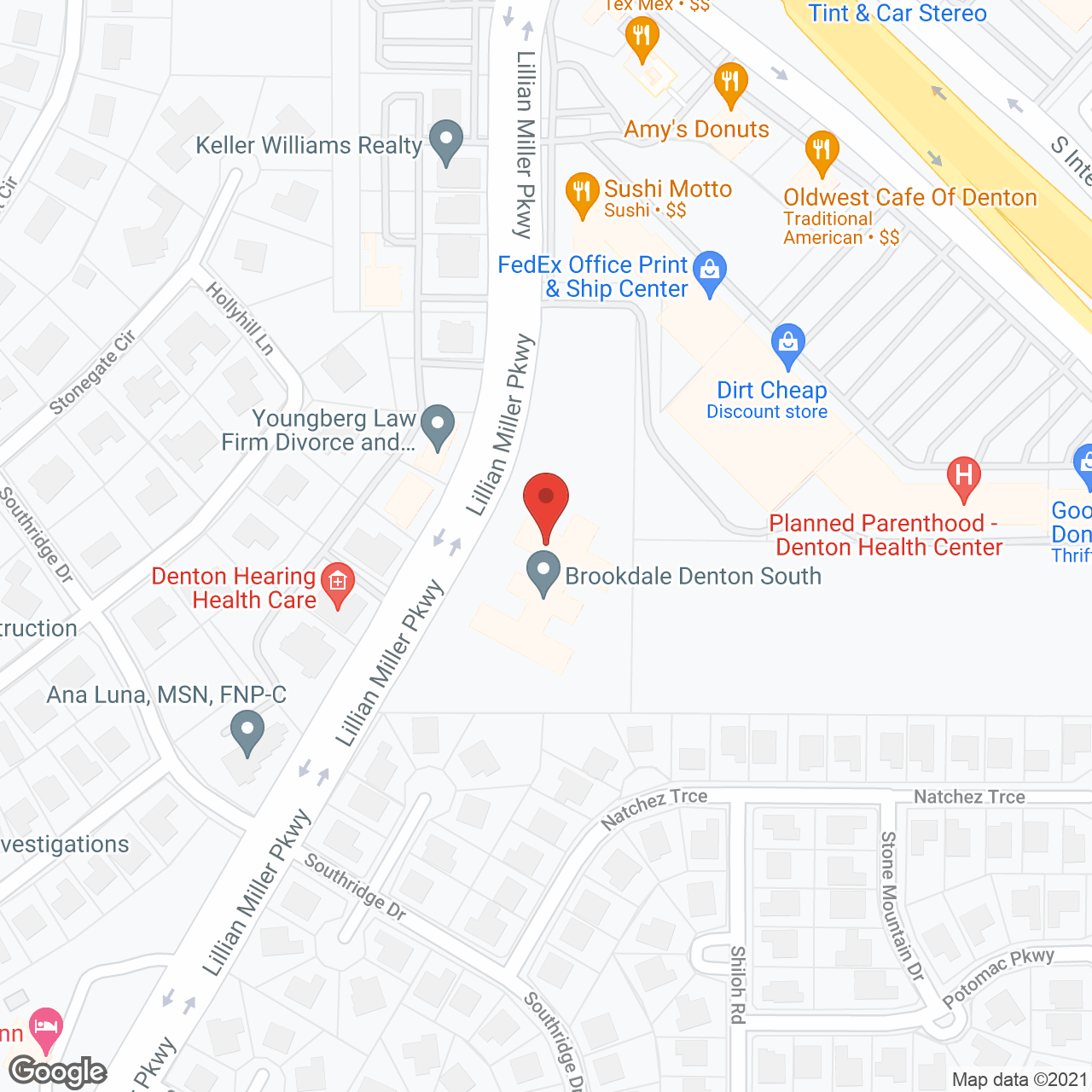 Brookdale Denton South in google map