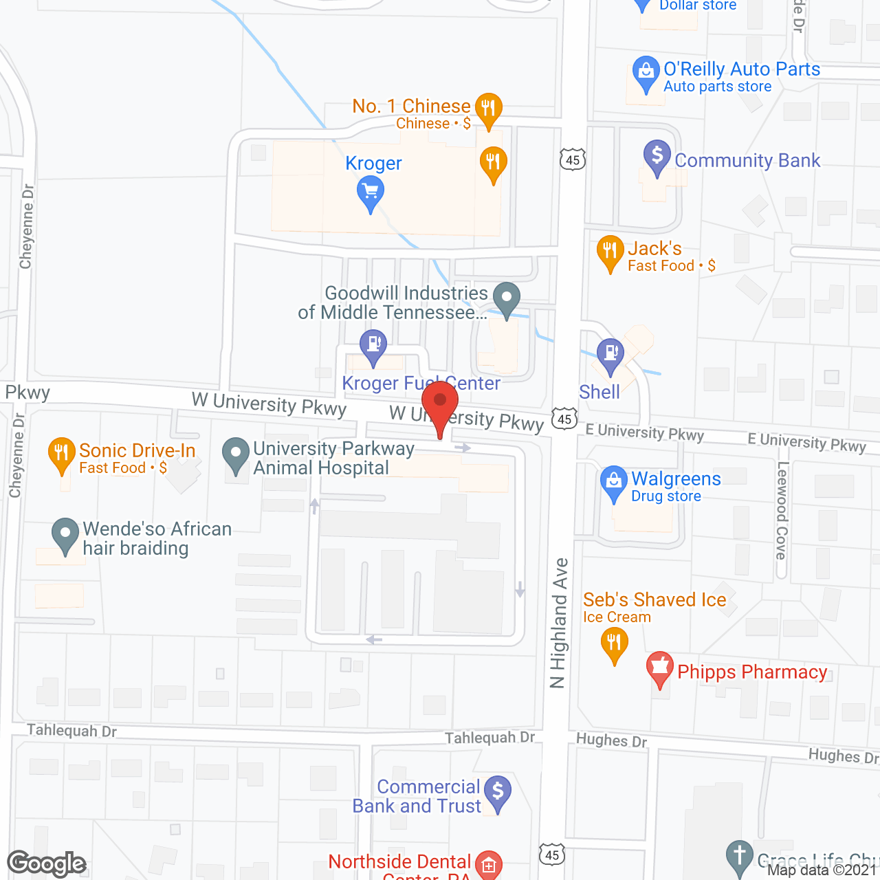 Brookdale Jackson Oaks in google map