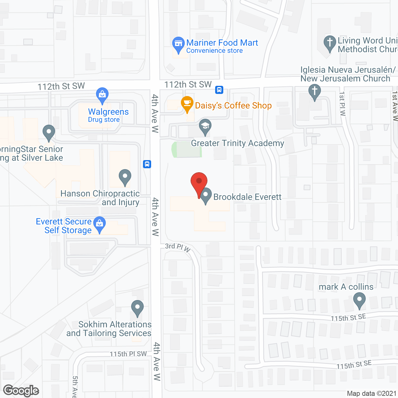 Brookdale Everett in google map