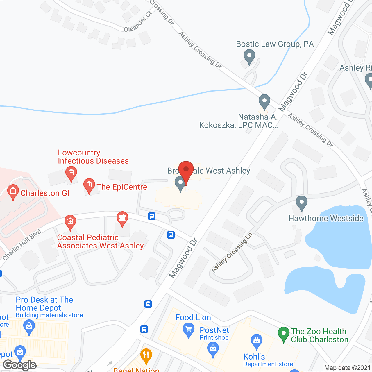 Brookdale West Ashley in google map