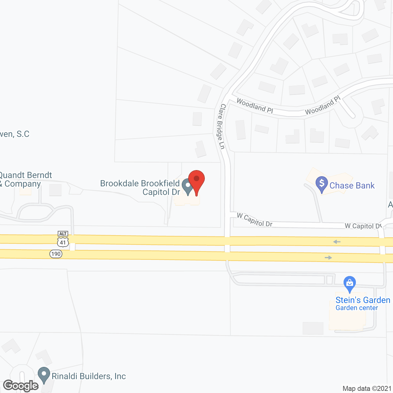 Brookdale Brookfield Capitol Drive in google map
