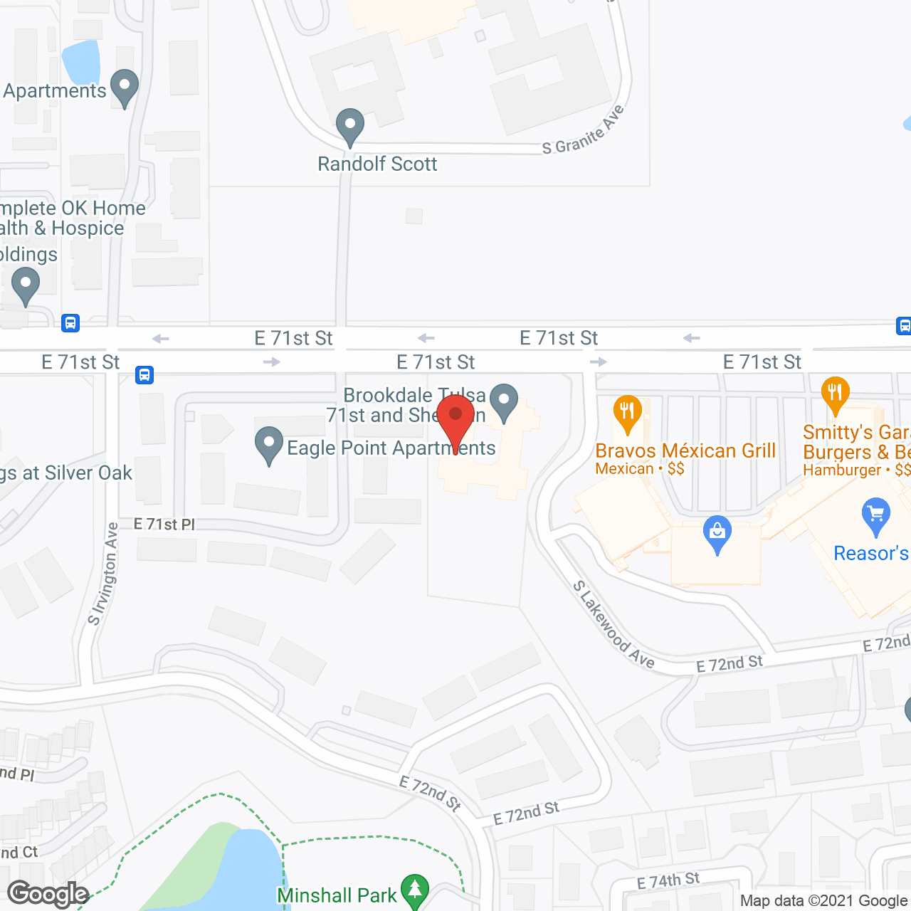 Brookdale Tulsa 71st and Sheridan in google map