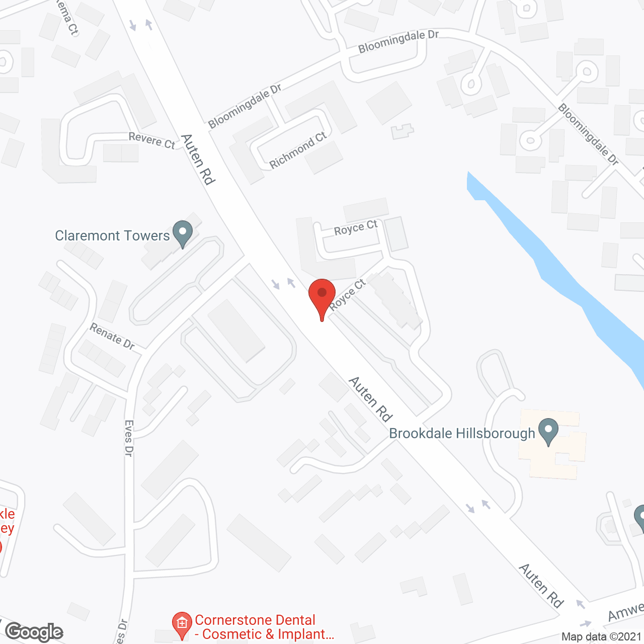 Brookdale Hillsborough in google map