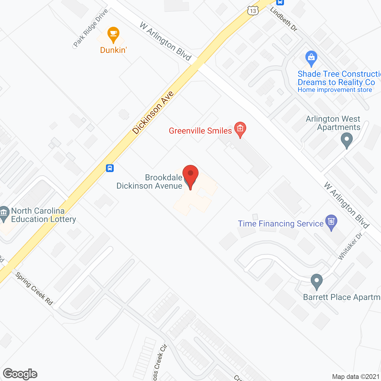 Brookdale Dickinson Avenue in google map