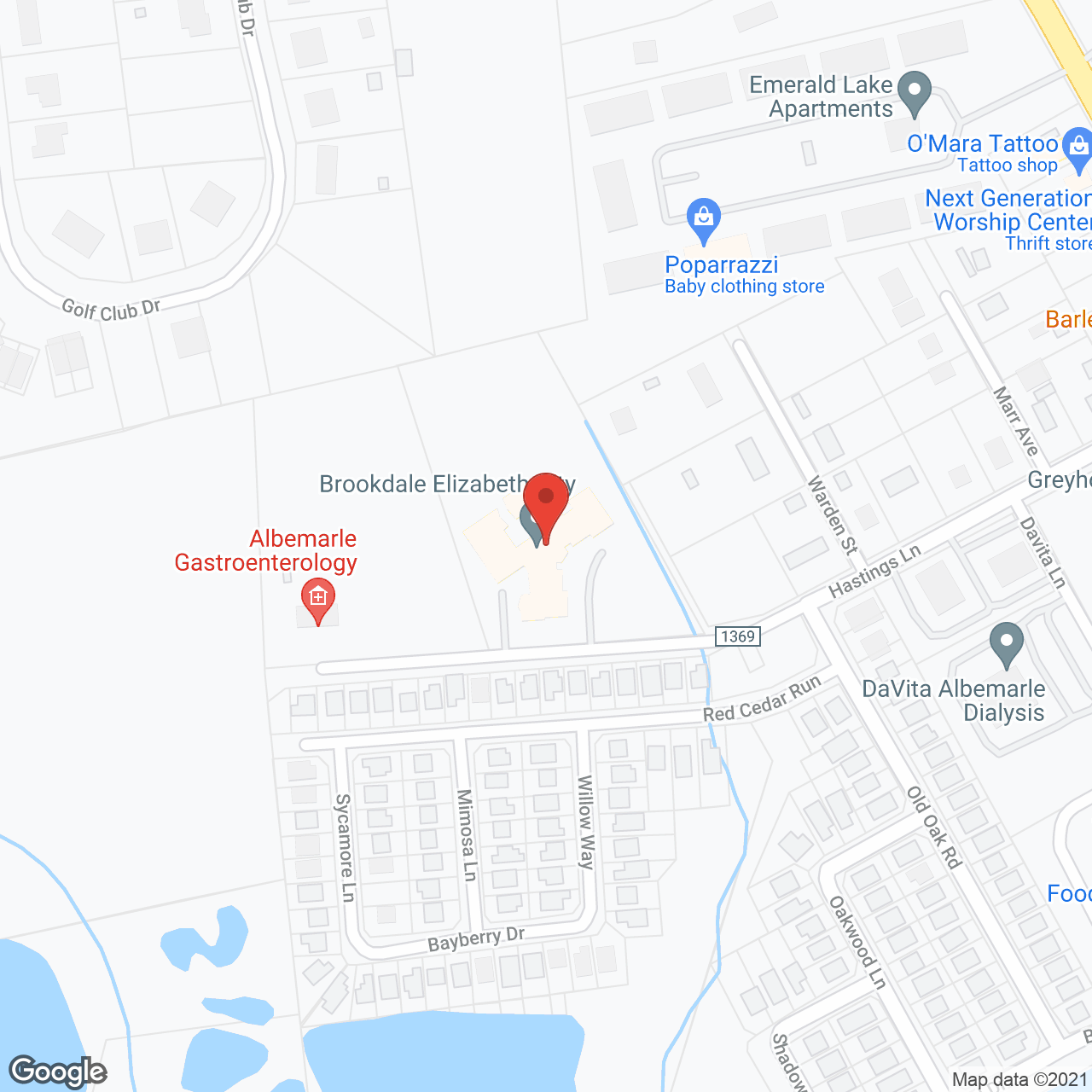Brookdale Elizabeth City in google map