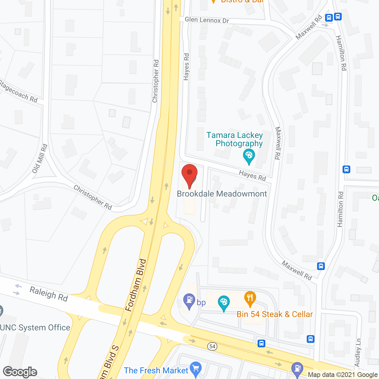 Brookdale Meadowmont in google map