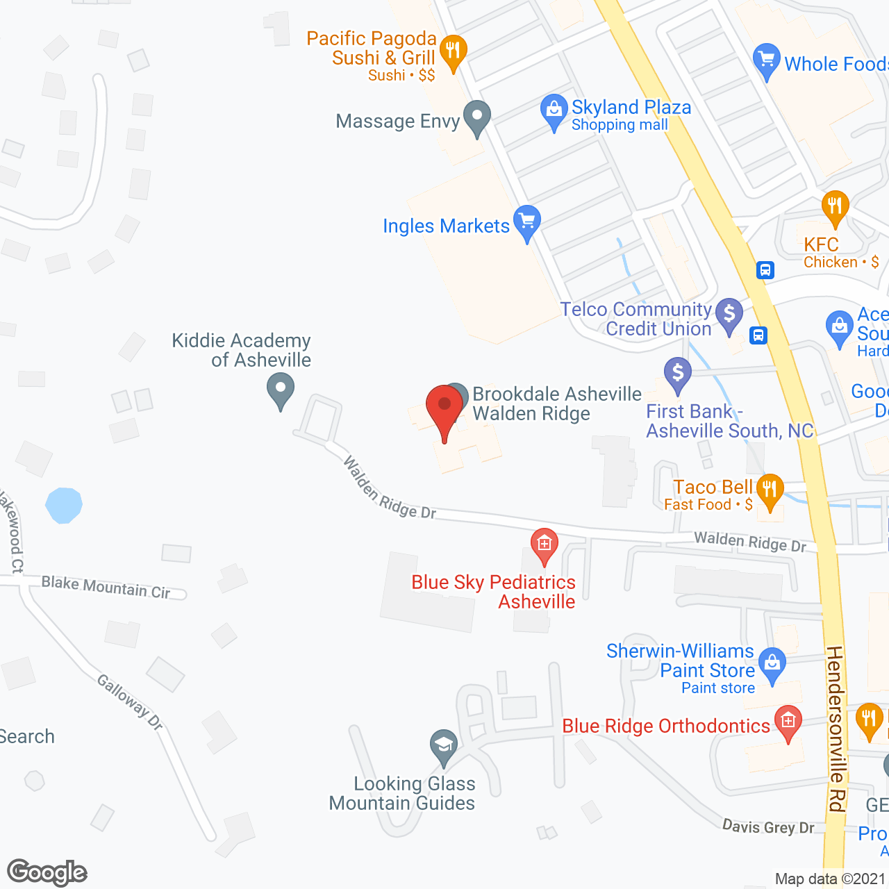 Brookdale Asheville Walden Ridge in google map