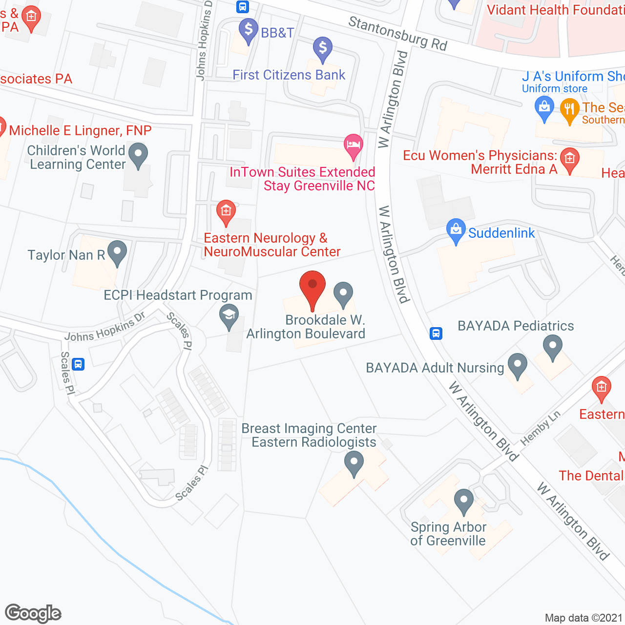 Brookdale W. Arlington Boulevard in google map