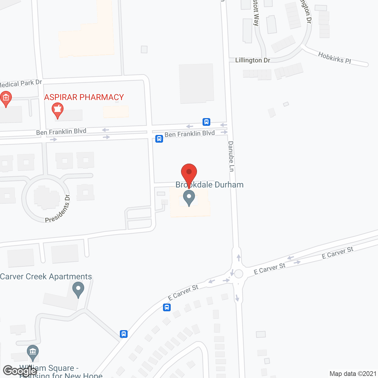 Brookdale Durham in google map