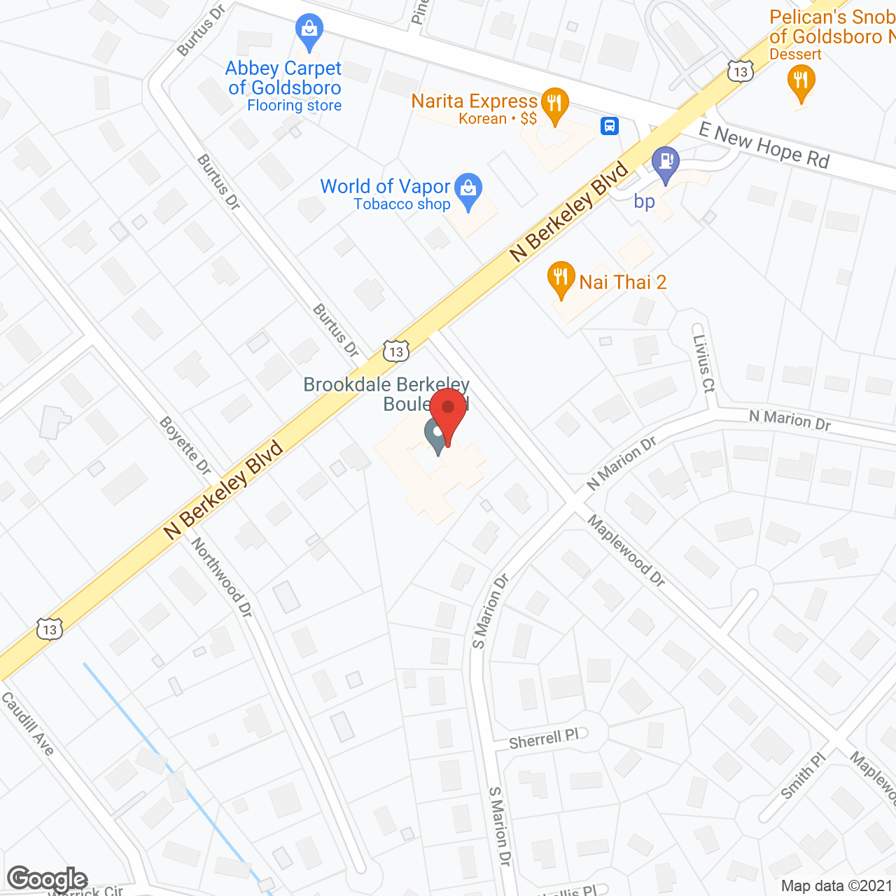 Brookdale Berkeley Boulevard in google map