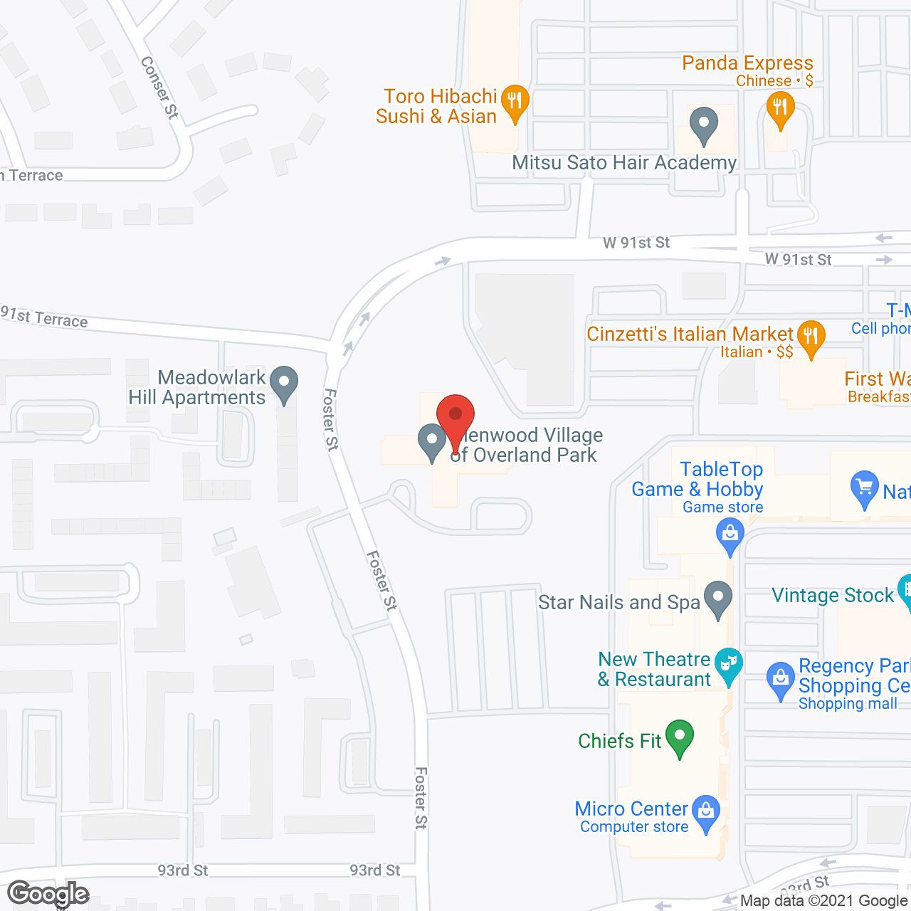 Glenwood Village of Overland Park in google map