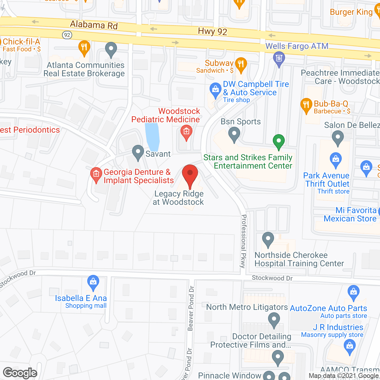 Bellevue at Woodstock in google map