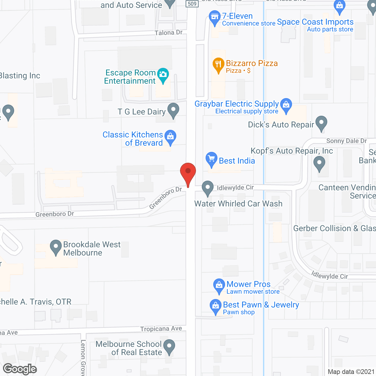 Brookdale West Melbourne in google map