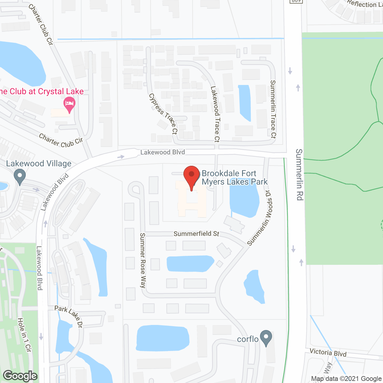 Brookdale Fort Myers Lakes Park in google map