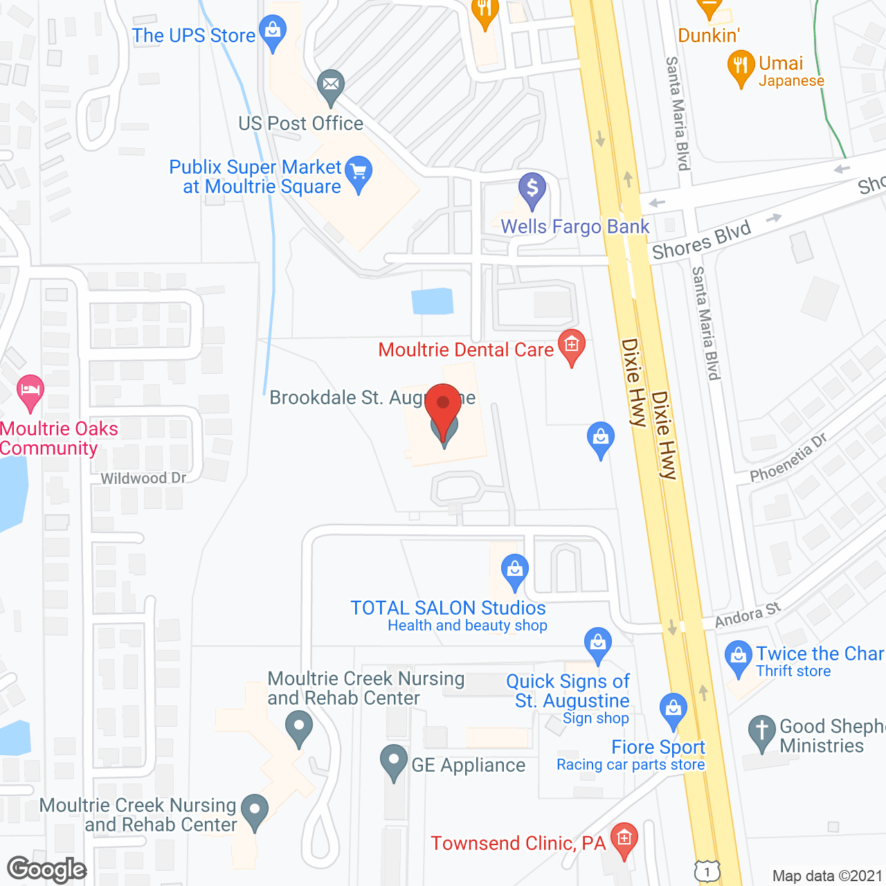 Brookdale St. Augustine in google map