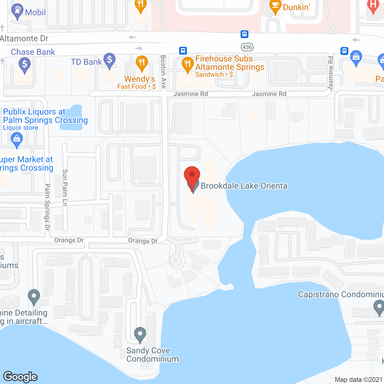 Brookdale Lake Orienta in google map