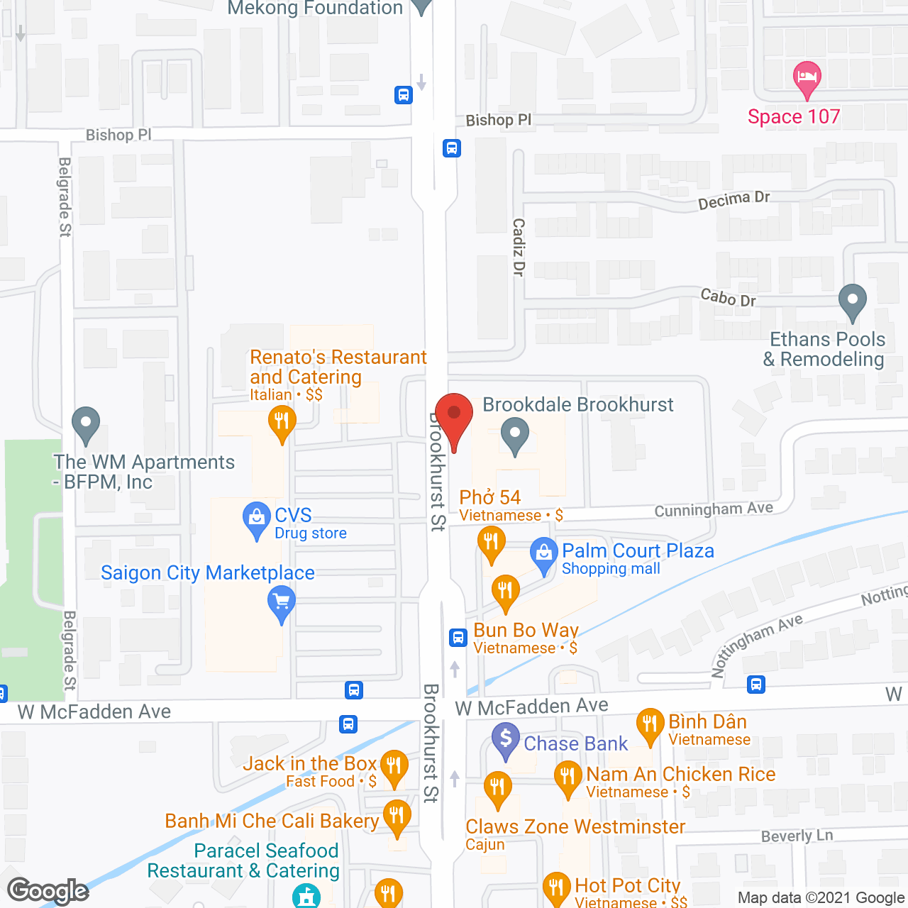 Brookdale Brookhurst in google map