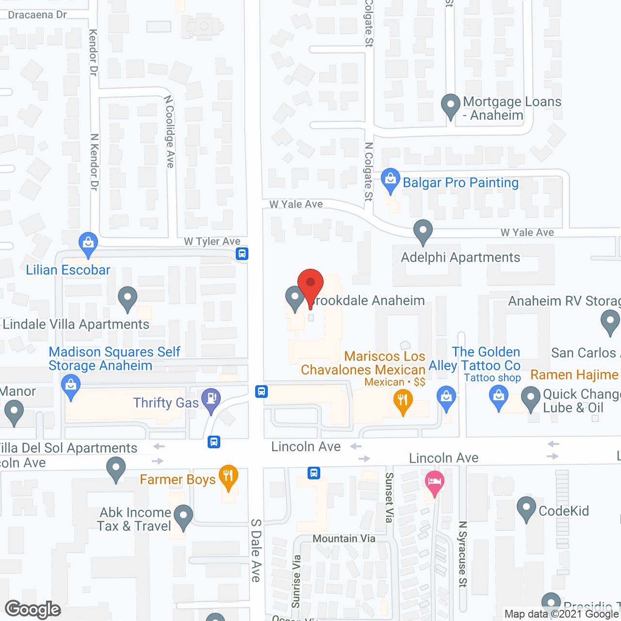 Brookdale Anaheim in google map