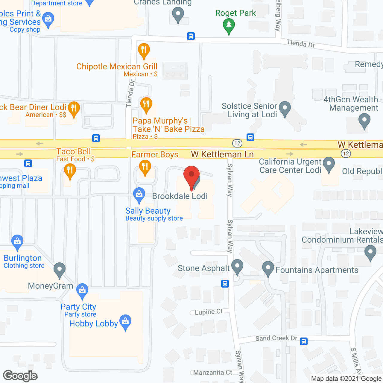 Brookdale Lodi in google map
