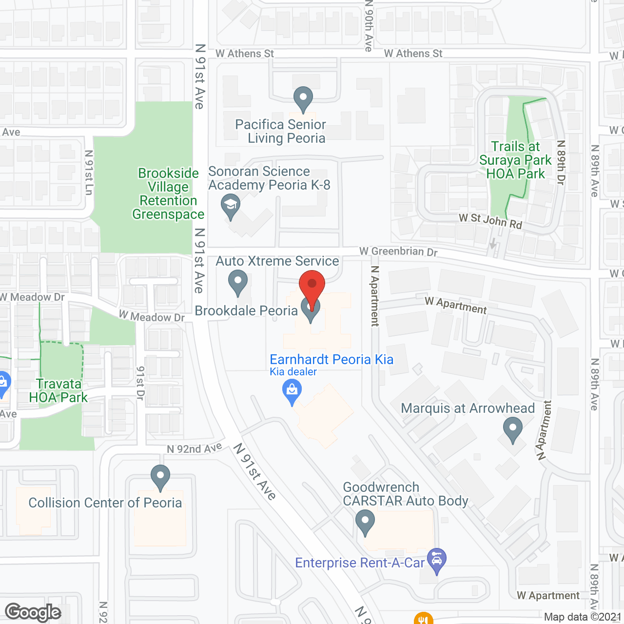Brookdale Peoria in google map