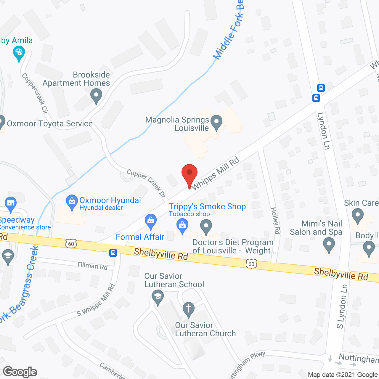 Magnolia Springs Louisville in google map