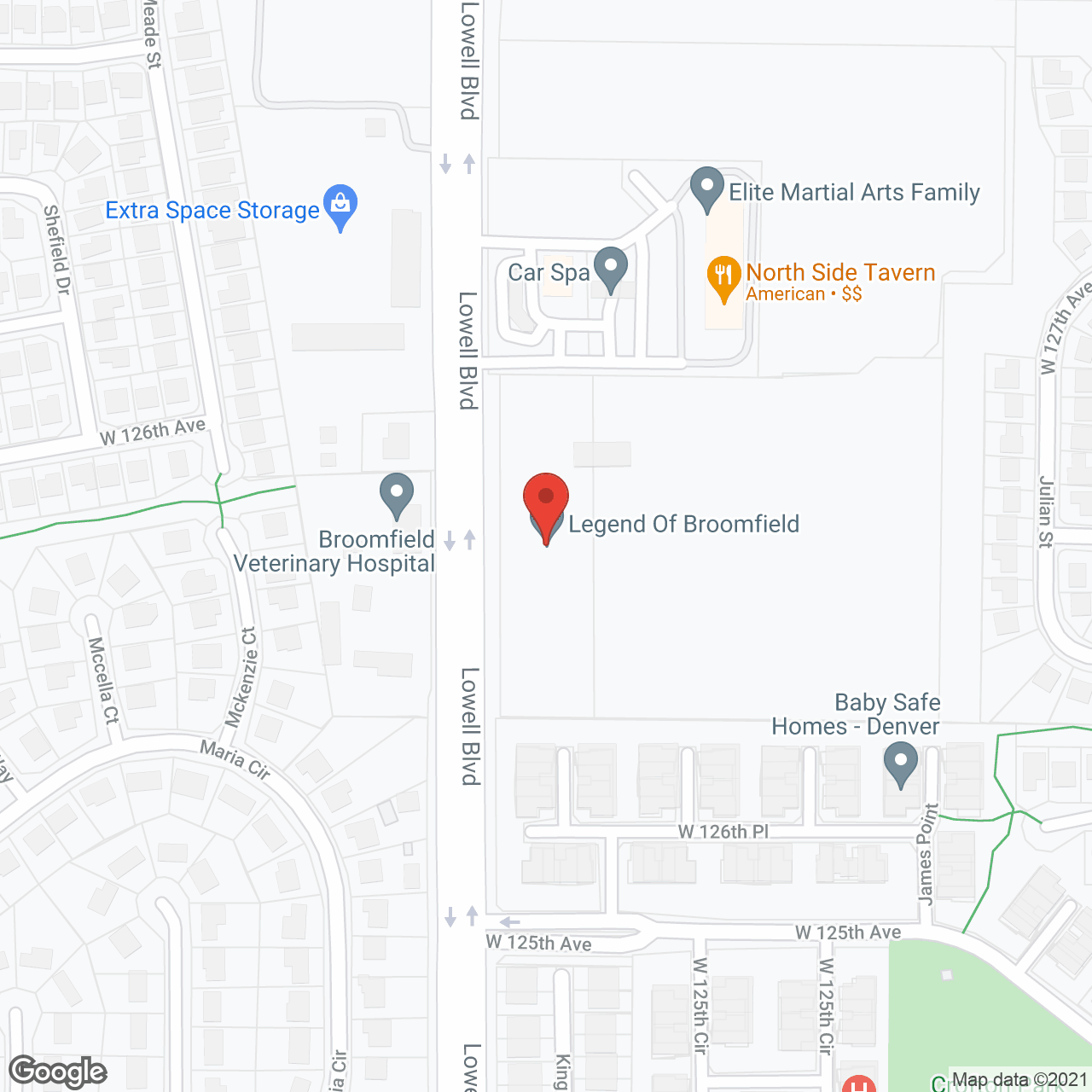 Legend at Broomfield in google map
