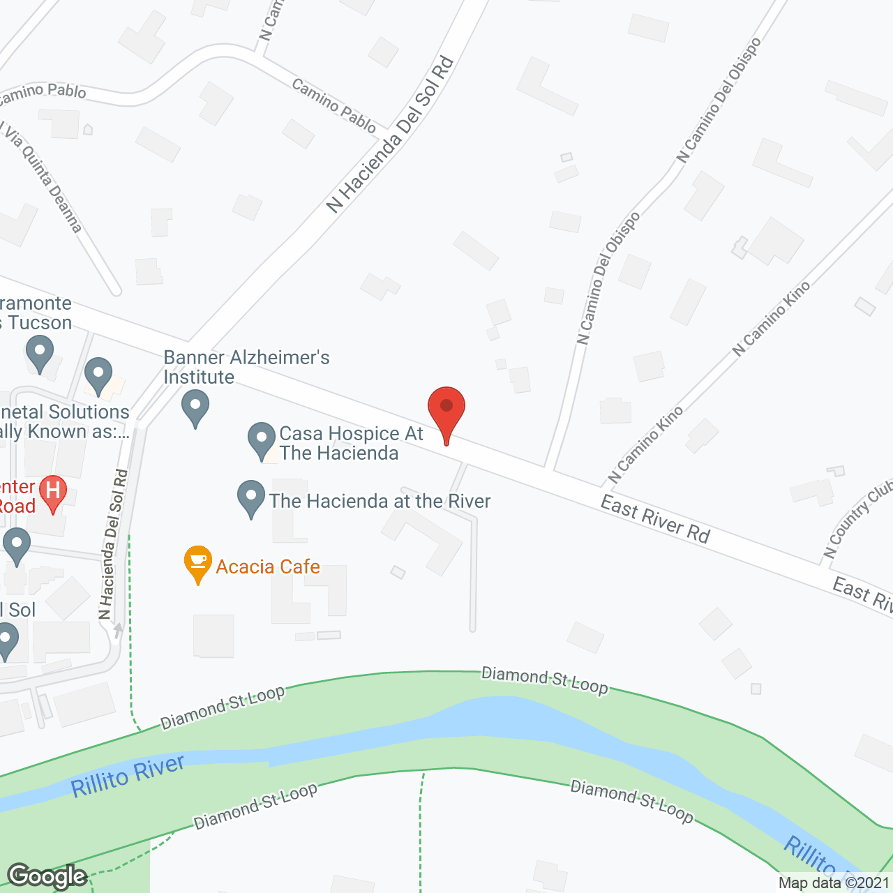 The Hacienda at the River in google map