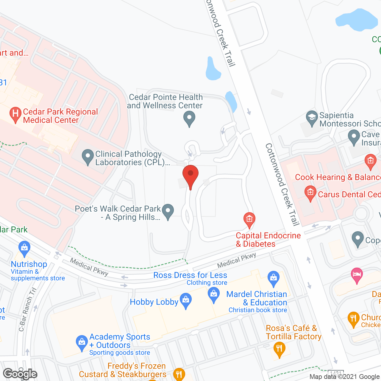 Poet's Walk Cedar Park in google map