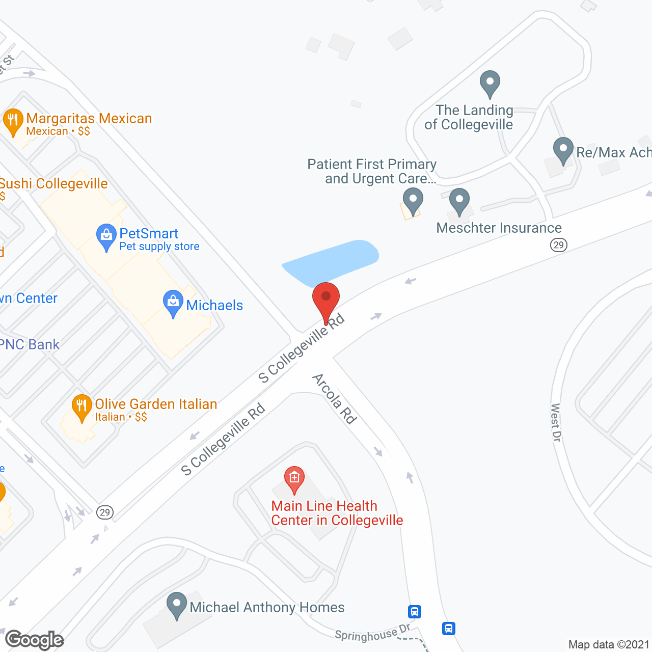 The Landing of Collegeville in google map