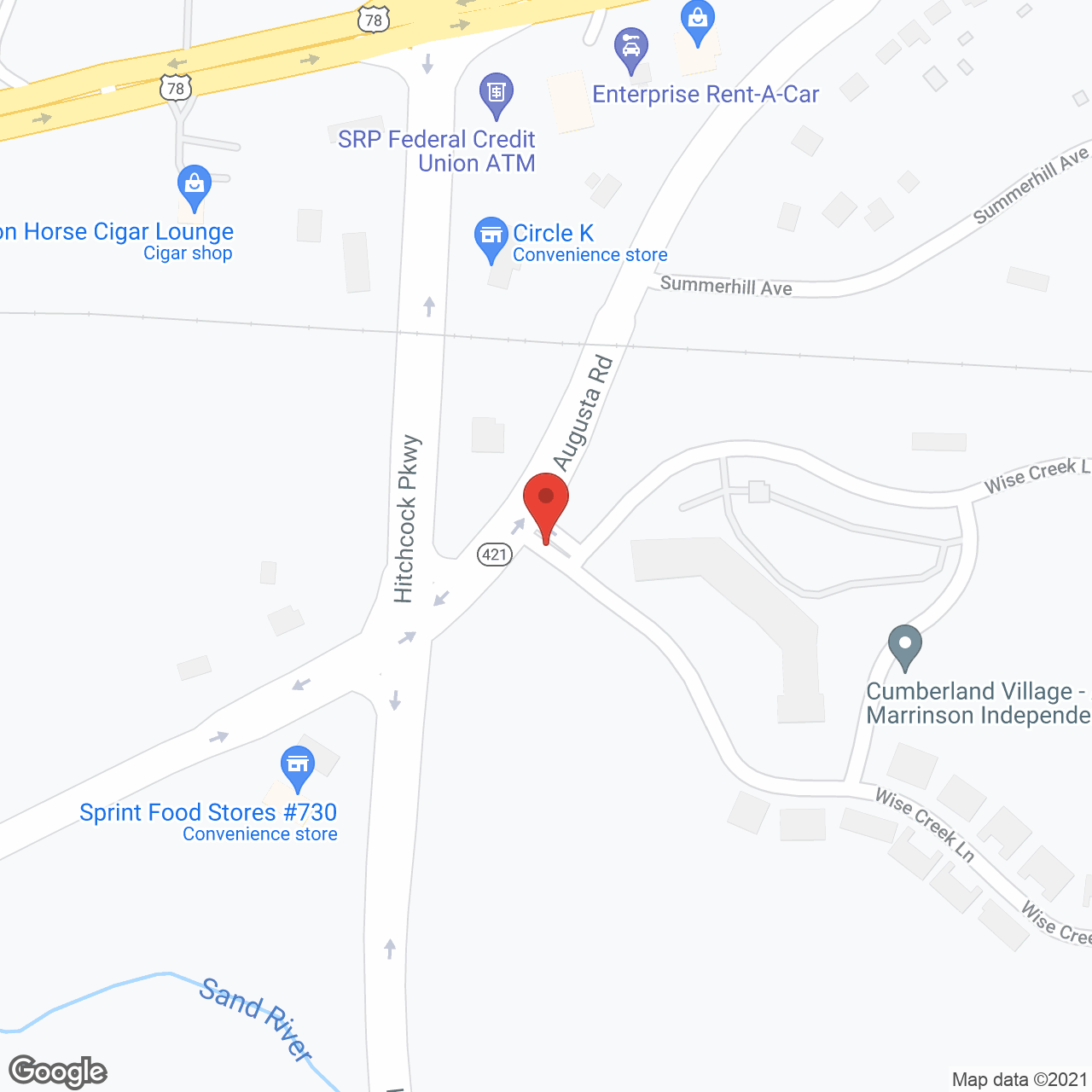 Hills of Cumberland Village in google map