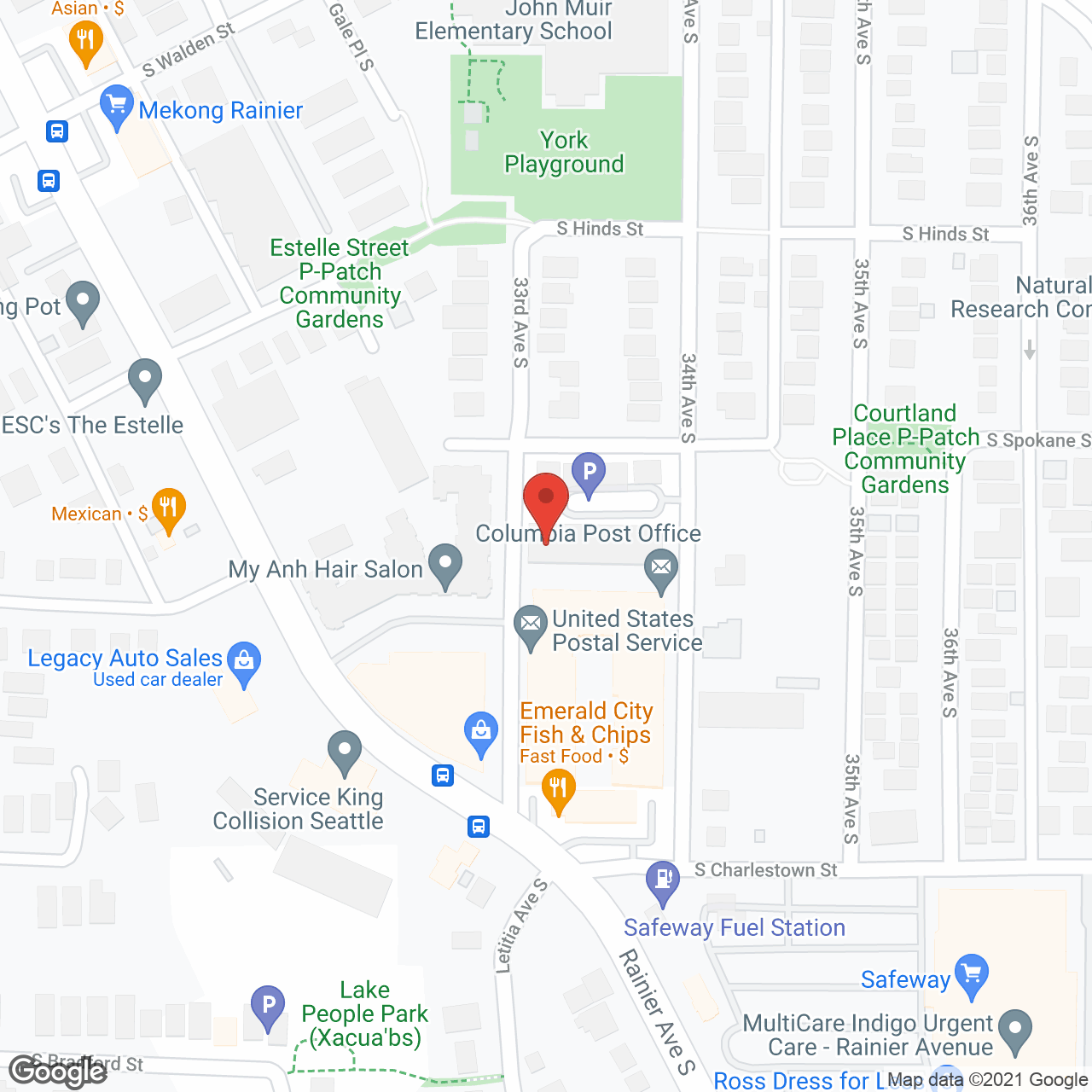 Columbia Gardens in google map