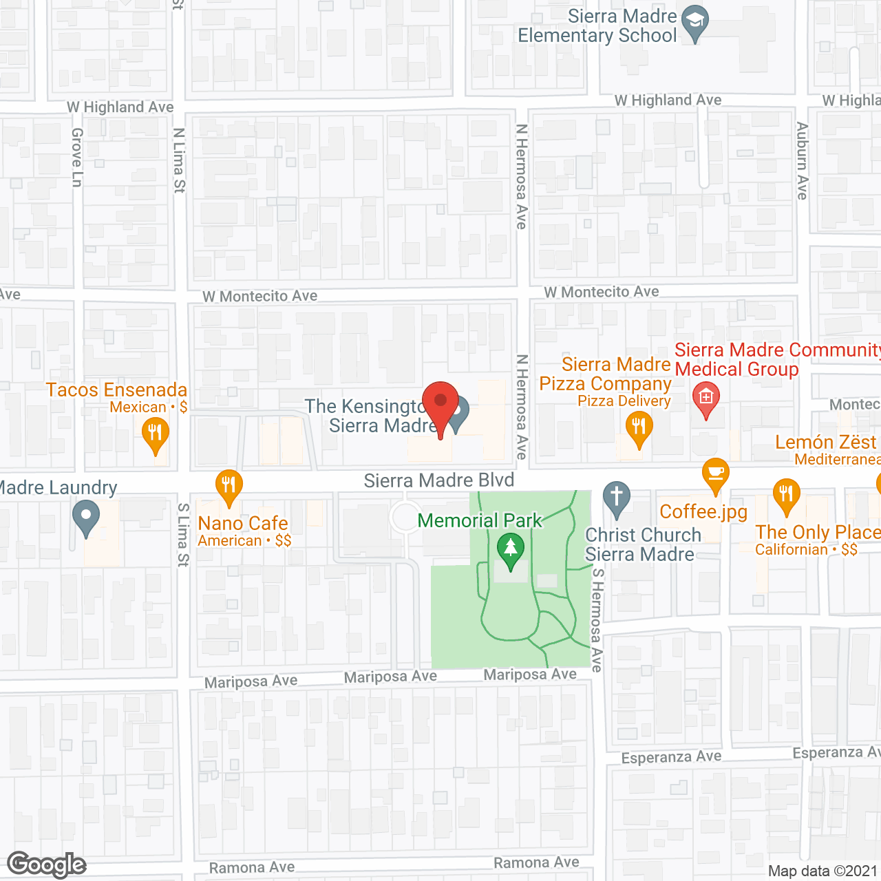 The Kensington Sierra Madre DUP in google map