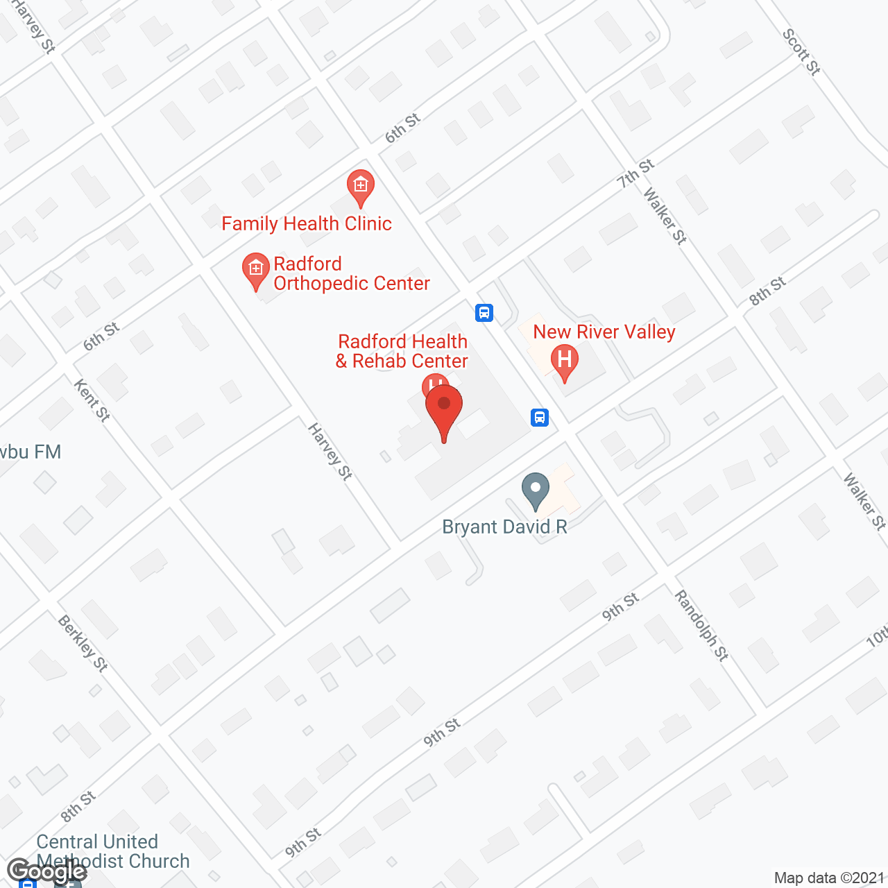 Radford Health & Rehab Center in google map