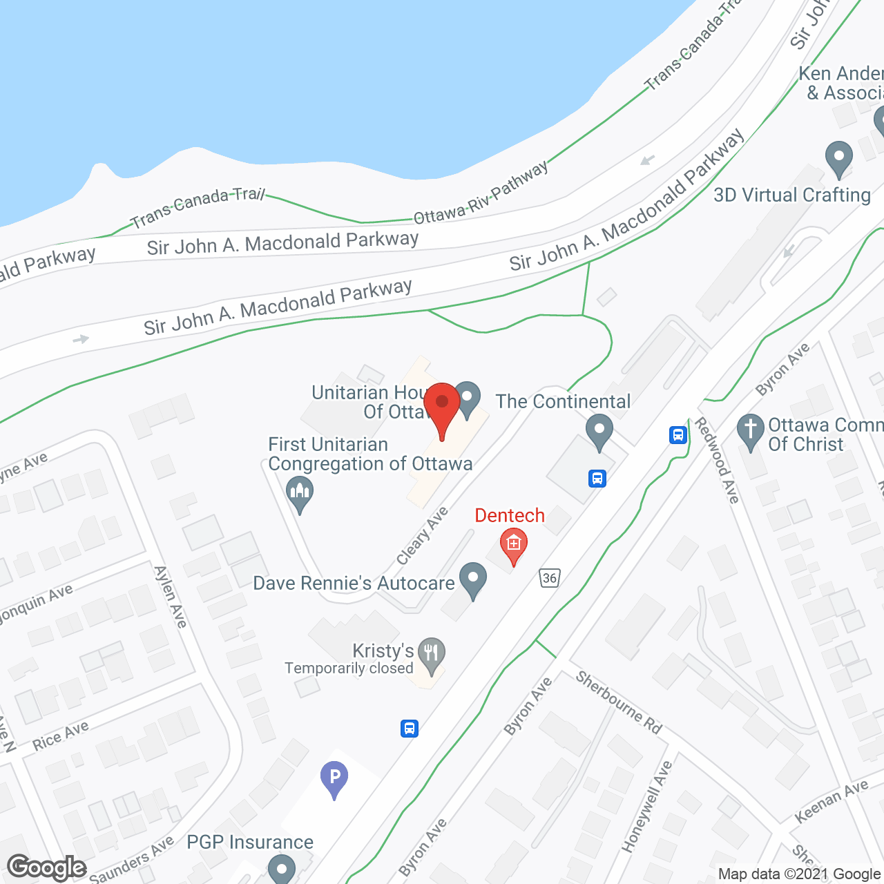 Unitarian House of Ottawa in google map