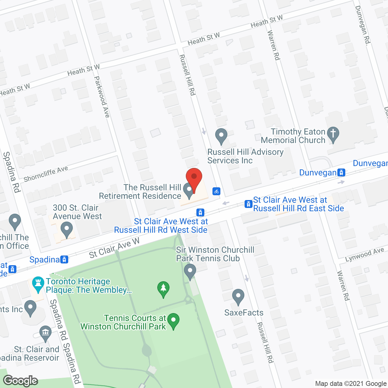 The Russell Hill Retirement Residence in google map