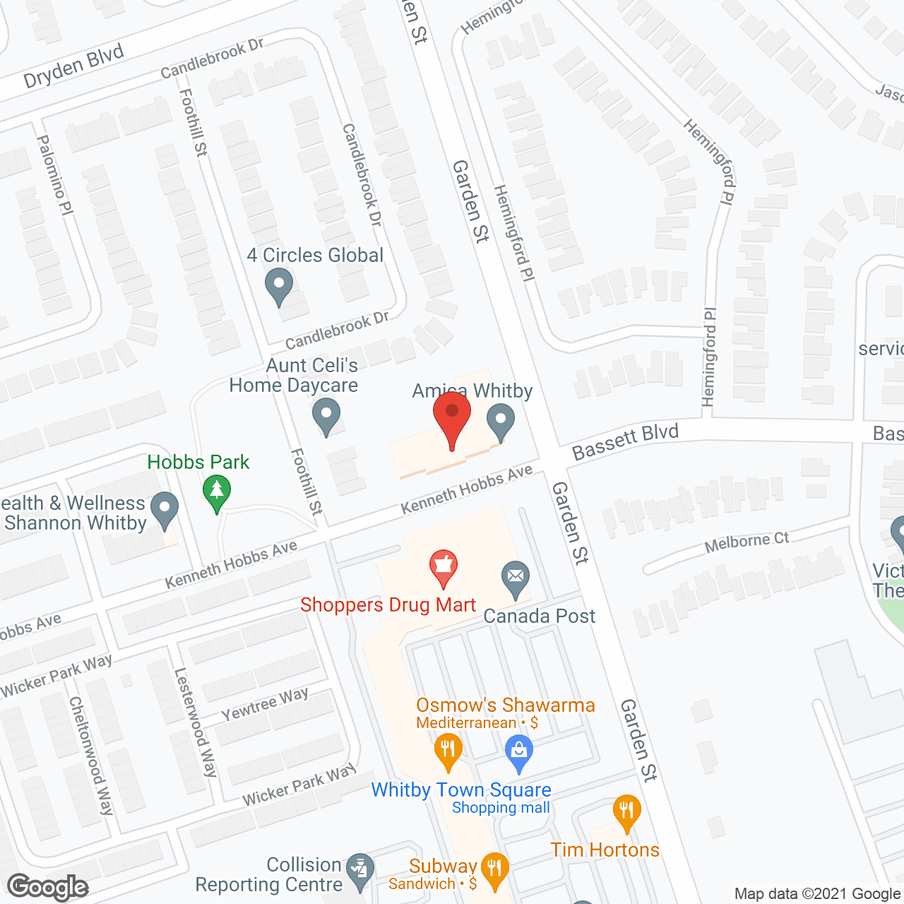 Amica Whitby in google map