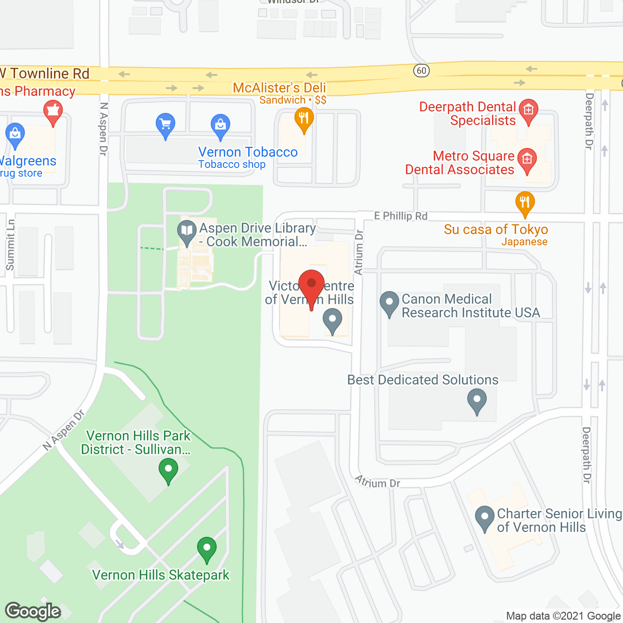 Victory Centre of Vernon Hills in google map