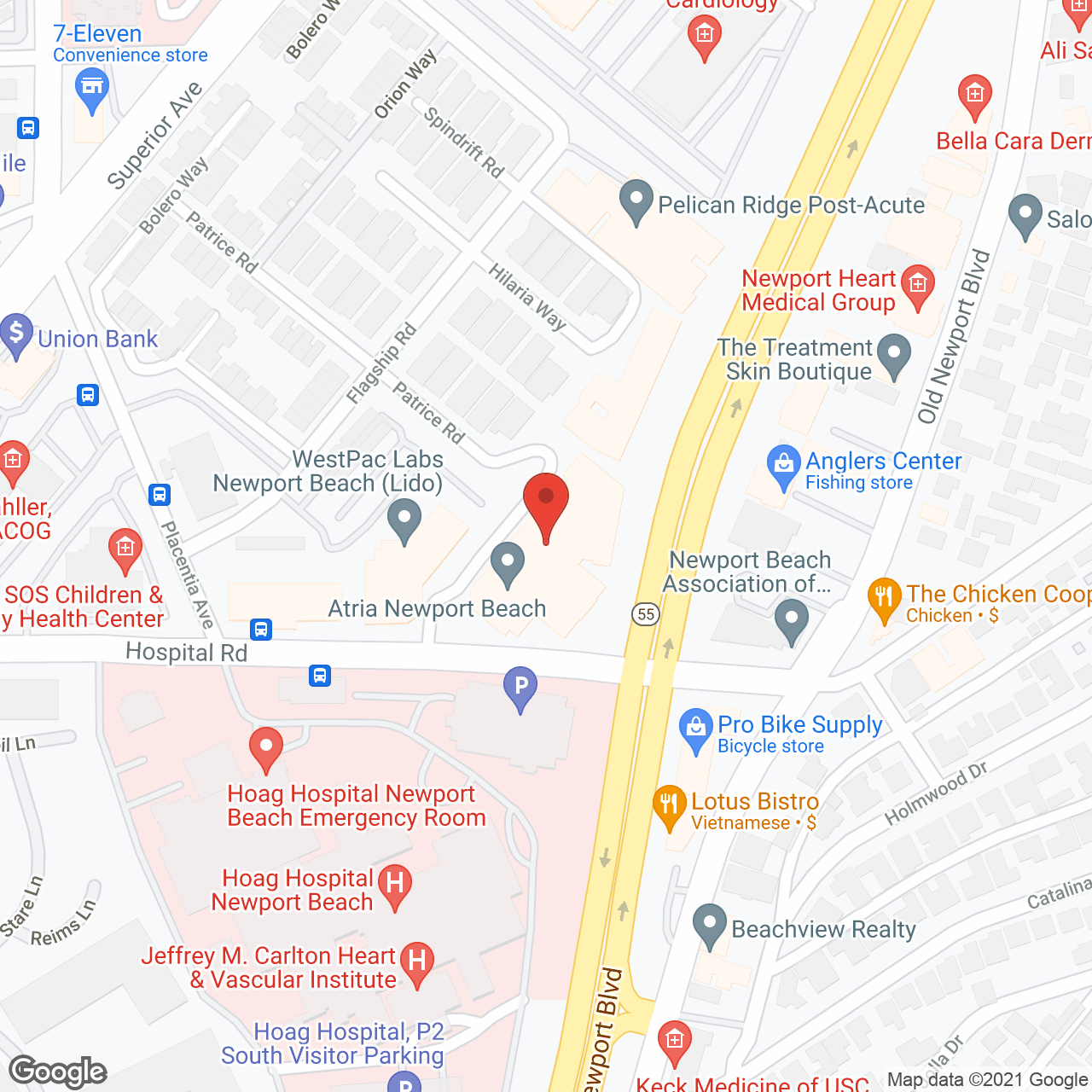 Atria Newport Beach in google map